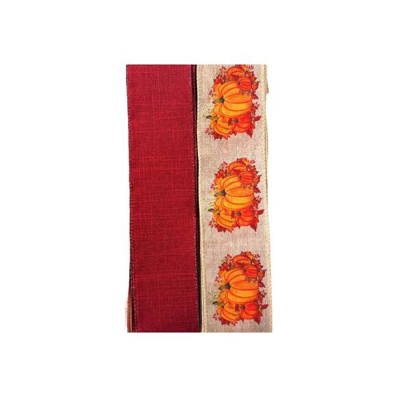 Pumpkin Patch Red Truck Fall Sign & Ribbon Bundle Set, DIY Wreath Making Kit - Picture 5 of 5